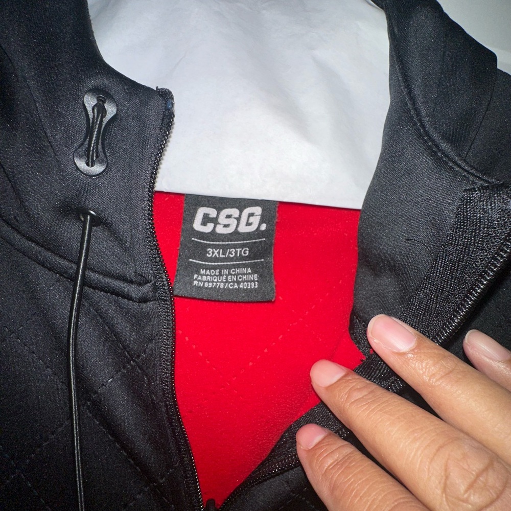 CSG Black Jacket with Vibrant Red Interior